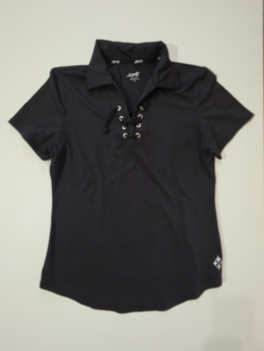Jofit Womens Lace Up Golf Polo Size Small Black Tennis Pickleball Athleisure